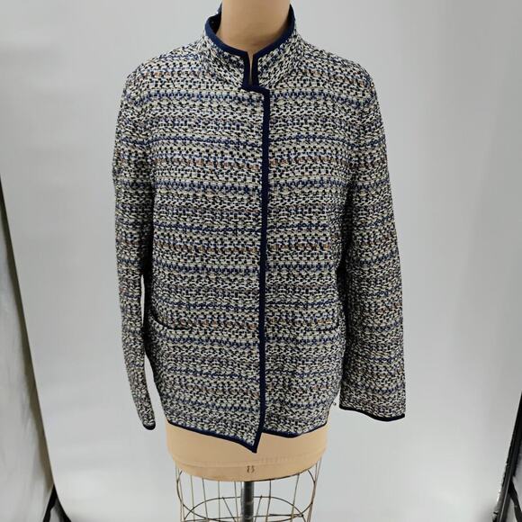LAFAYETTE 148 Regatta Multi color Cotton Blend Snap Button Jacket tweed academia - Picture 4 of 12